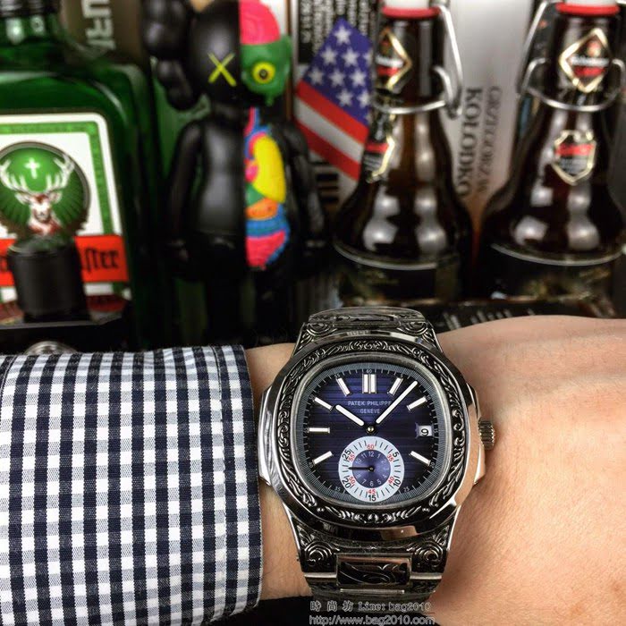 百達翡麗PATEK PHILPPE 鸚鵡螺系列 全自動機械機芯 精鋼雕花錶帶 男士腕表  wssb4275